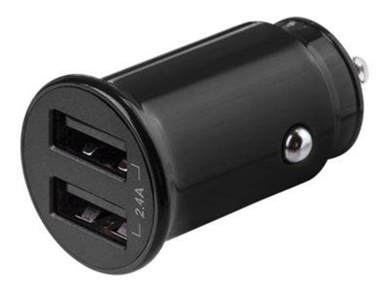 Deltaco 12/24 V USB car charger with compact size