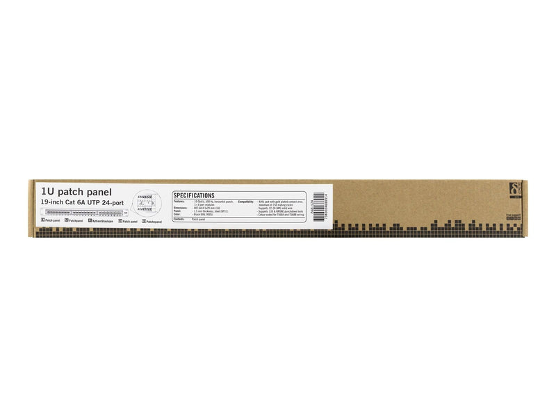 Deltaco 19" patch panel 24xRJ45 Cat6a UTP 10Gb