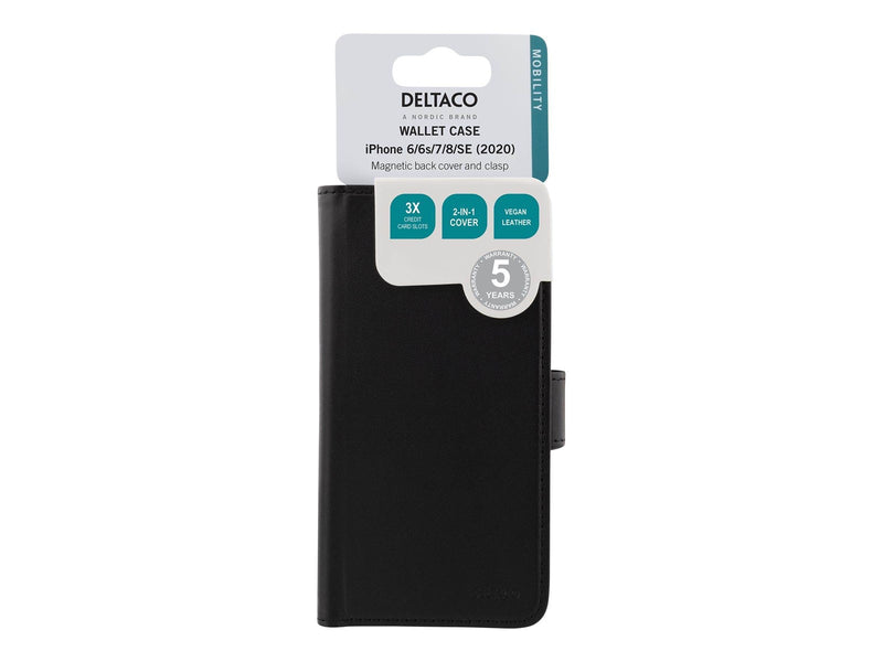 Deltaco Apple iPhone 6/6s/7/8/SE Wallet Case 2-in-1 - Black