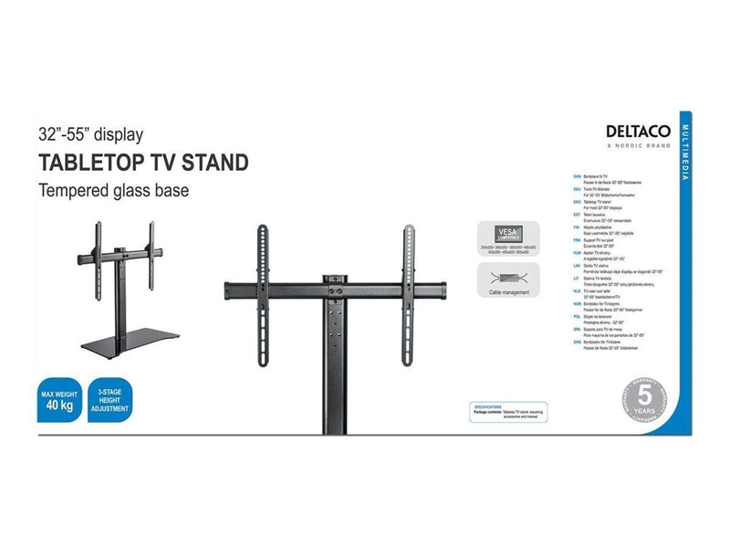 Deltaco Bordplads-tv-stativ 32-55"op t. 40 kg 3- Max 40 kg - recommended for 55"