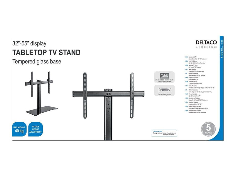 Deltaco Bordplads-tv-stativ 32-55"op t. 40 kg 3- Max 40 kg - recommended for 55"