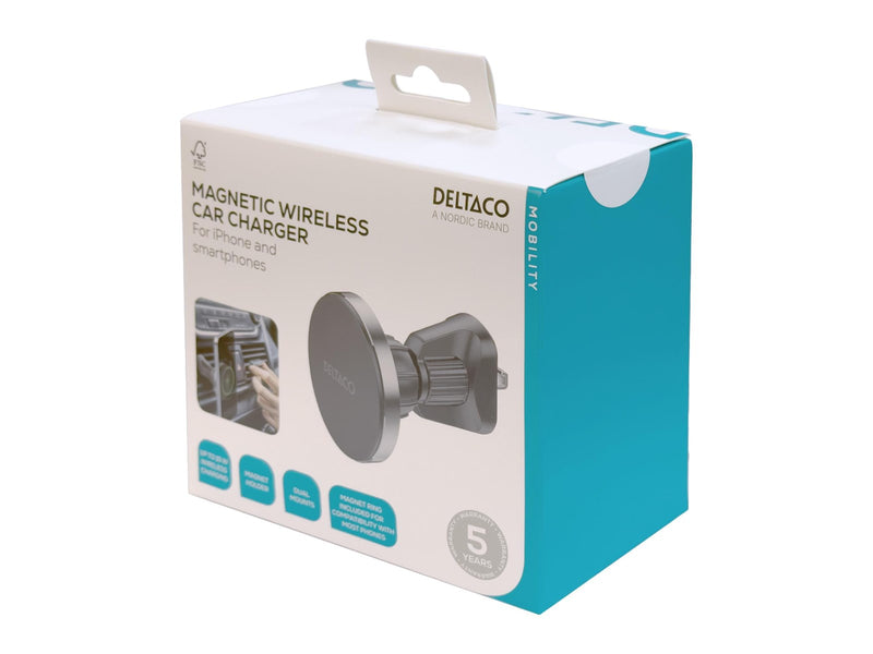 Deltaco Detachable wireless car charger | magnet | works with phones and iPhones | Qi2 compatible