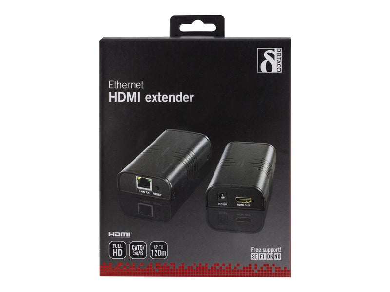 Deltaco Ethernet HDMI-forlænger op til 120m