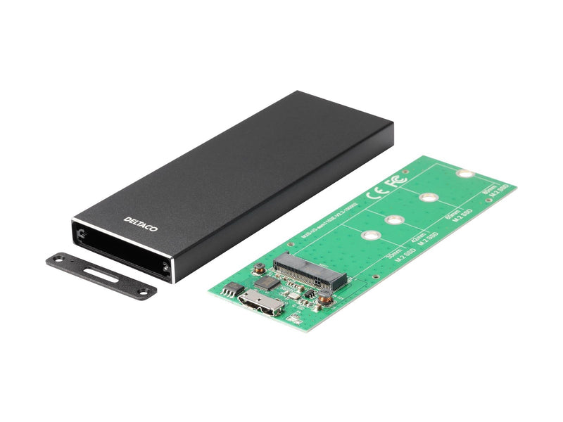 Deltaco Externt M.2 kabinett USB 3.0 5 Gbps Bla