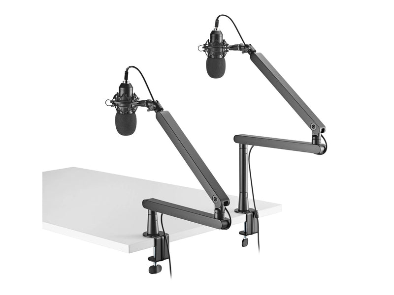 Deltaco GAMING Low-Profile Streaming Microphone arm with riser height extension adapter Black