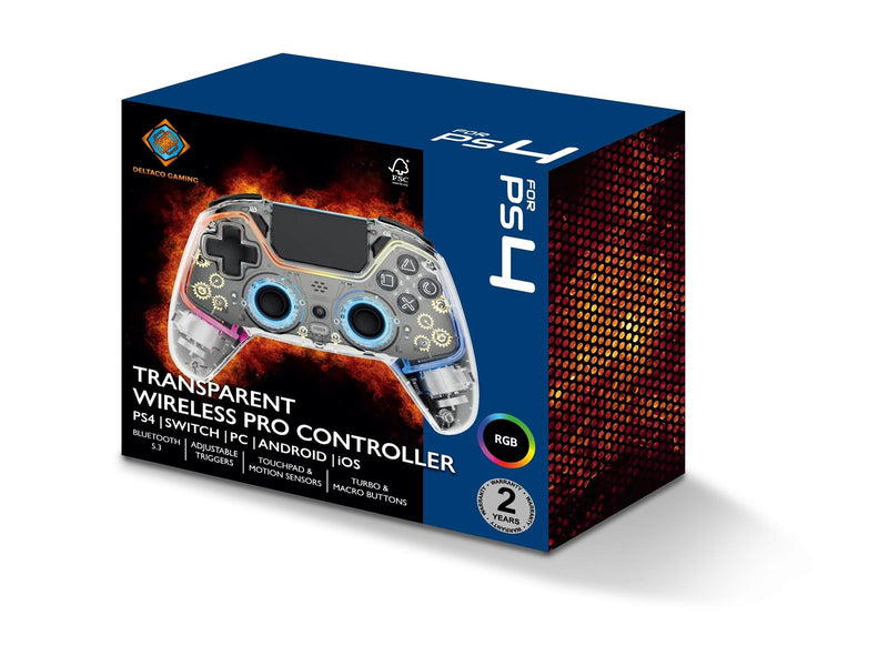 Deltaco GAMING PS4 Transparent Controller - Wireless Controller - Sony PlayStation 4