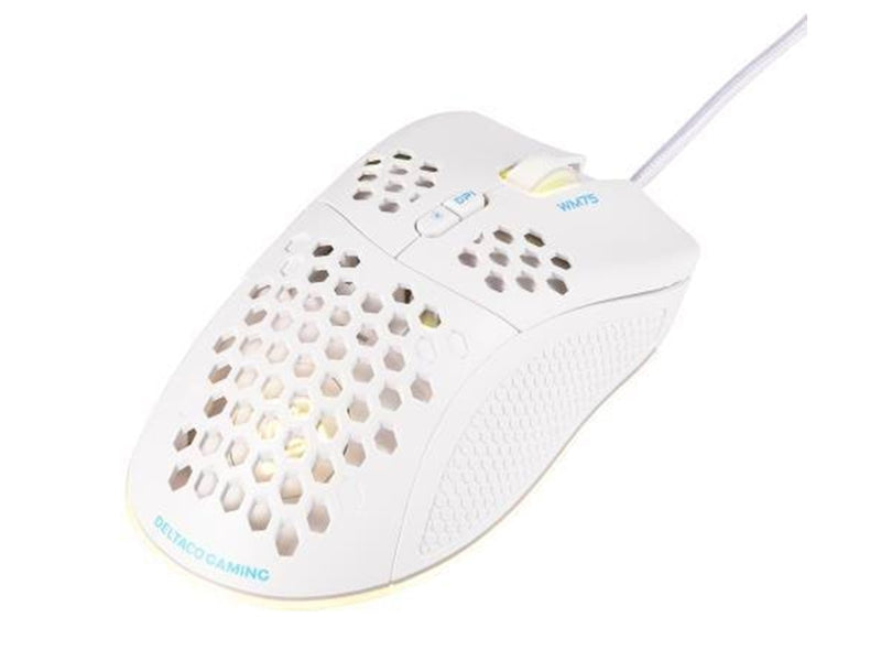 Deltaco GAMING WM75 Ultralight Wired - Gaming Maus (Weiß mit RGB Licht)