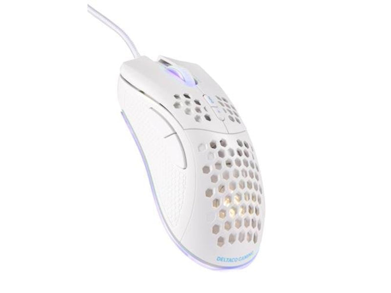 Deltaco GAMING WM75 Ultralight Wired - Gaming Maus (Weiß mit RGB Licht)