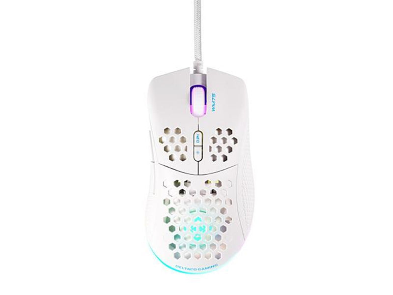 Deltaco GAMING WM75 Ultralight Wired - Gaming Maus (Weiß mit RGB Licht)