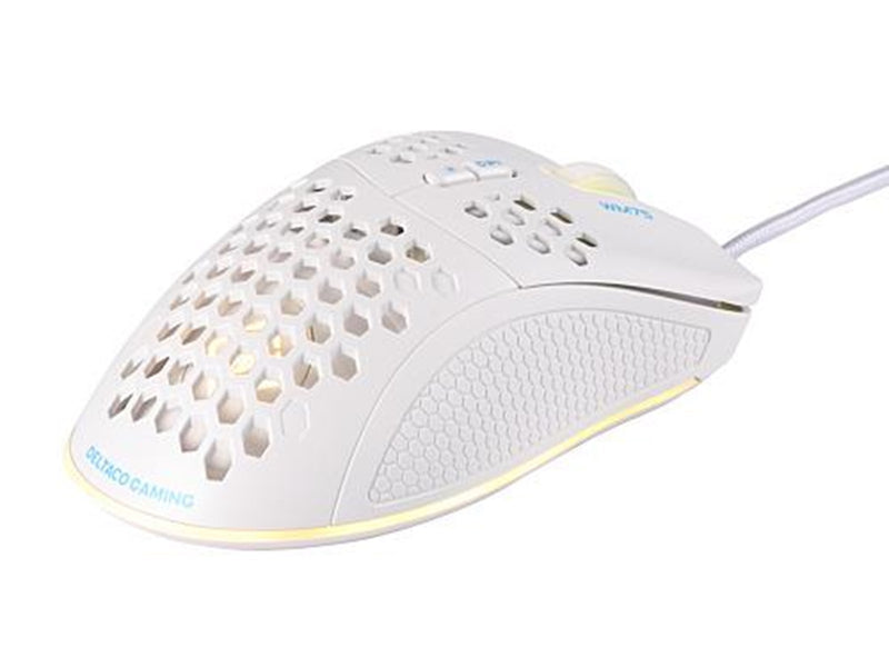 Deltaco GAMING WM75 Ultralight Wired - Gaming Maus (Weiß mit RGB Licht)