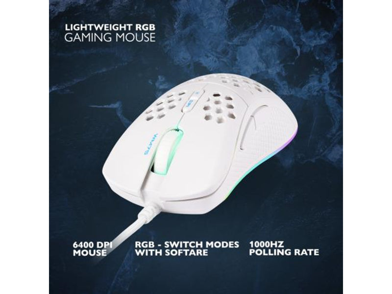 Deltaco GAMING WM75 Ultralight Wired - Gaming Maus (Weiß mit RGB Licht)