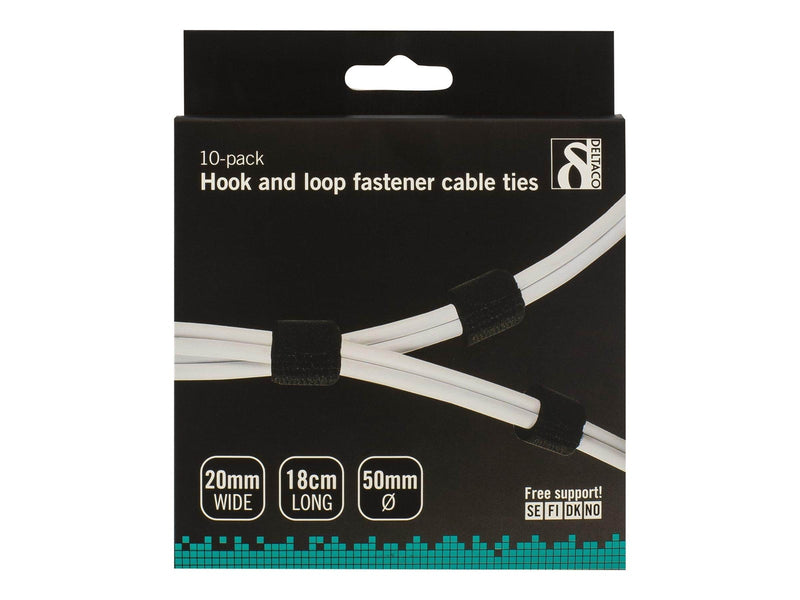 Deltaco Hook and loop fastener cable 20mm 10-Pack
