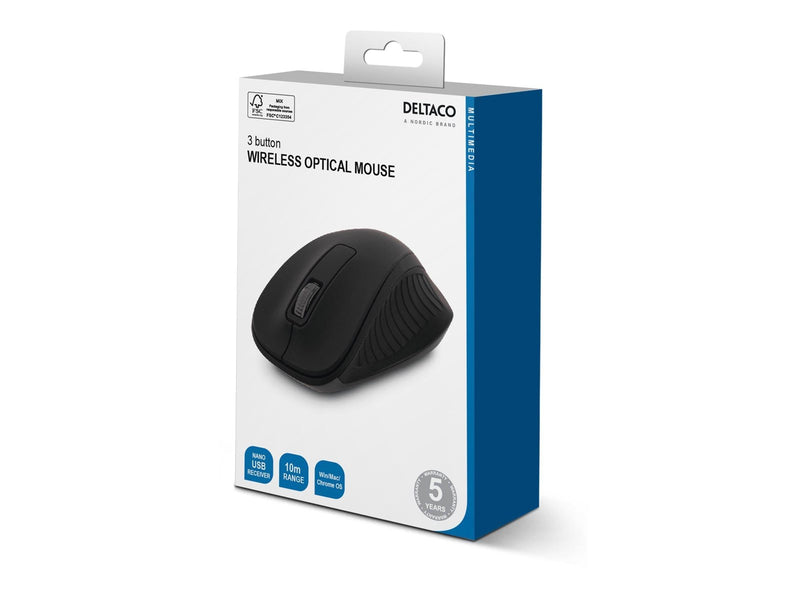 Deltaco MS-710 - Mouse optical 3 buttons wireless USB Black - Maus (Schwarz)
