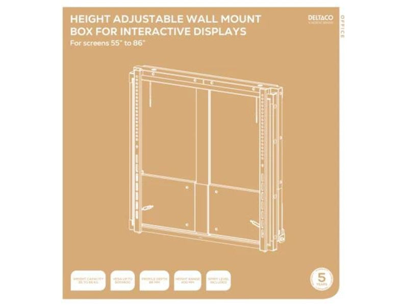 Deltaco OFFICE Manual Height-Adjustable Display Wall Mount - Max 65 kg - recommended for 74"