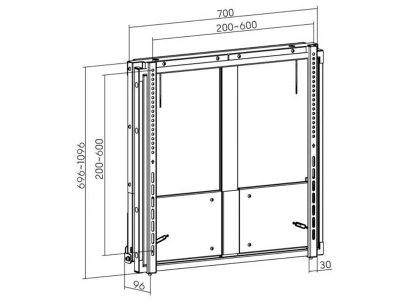 Deltaco OFFICE Manual Height-Adjustable Display Wall Mount - Max 65 kg - recommended for 74"
