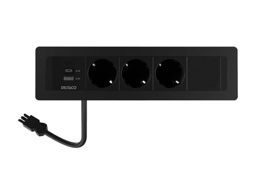 Deltaco OFFICE Power Strip - 3 Outlets