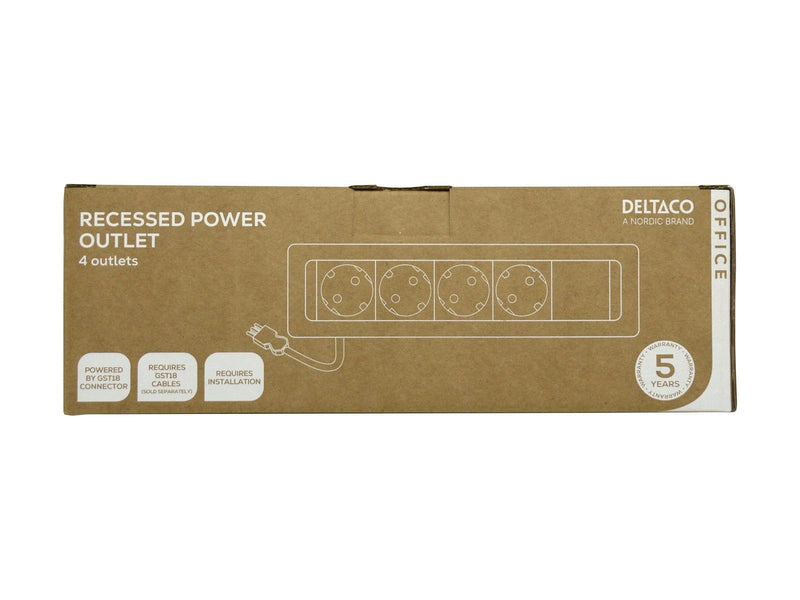 Deltaco OFFICE - Power Strip - recessed GST18 cable in GST18 end cap out