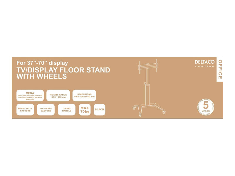 Deltaco Office Display Cart Black - Max 70 kg - recommended for 70"