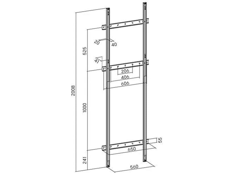 Deltaco Office Floor-Wall Support for Heigth-Adjustable Mount