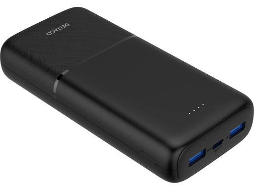 Deltaco PB-C1008 Powerbank | 2x USB-A + 1x USB-C | PD | Black - 20000 mAh