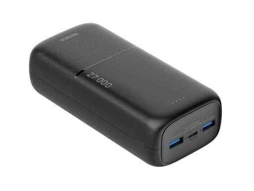 Deltaco PB-C1011 Powerbank | 2x USB-A + 1x USB-C | PD | Black - 27000 mAh