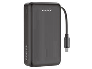 Deltaco PB-CC102 Powerbank | Retractable USB-C cable 90 cm + 1x USB-C Port | PD | Black - 10000 mAh
