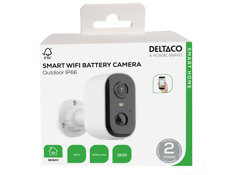 Deltaco SMART HOME Battery powered WiFi camera outdoor use IP66 3MP