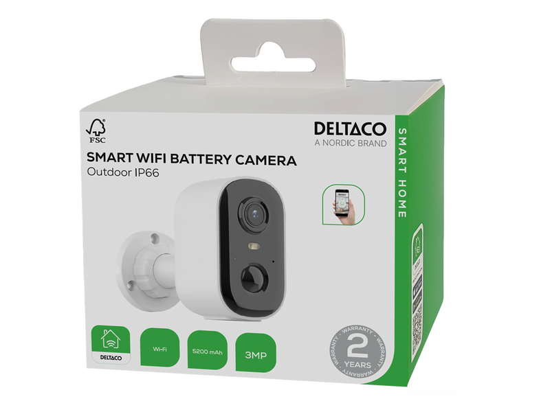 Deltaco SMART HOME Battery powered WiFi camera outdoor use IP66 3MP
