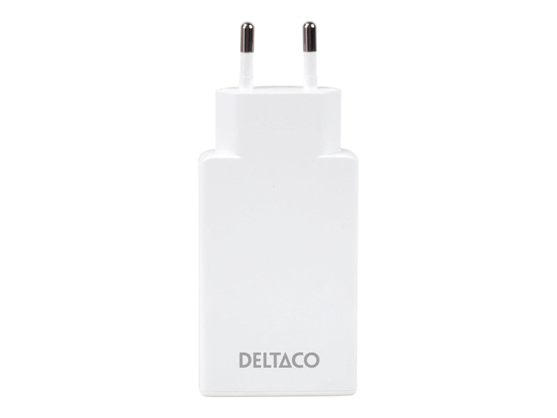 Deltaco Slim USB-C Wall Charger PD 67W | 2x USB-C | PPS + PD | White