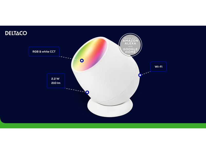 Deltaco Smart-RGB-Wecklicht, USB-C