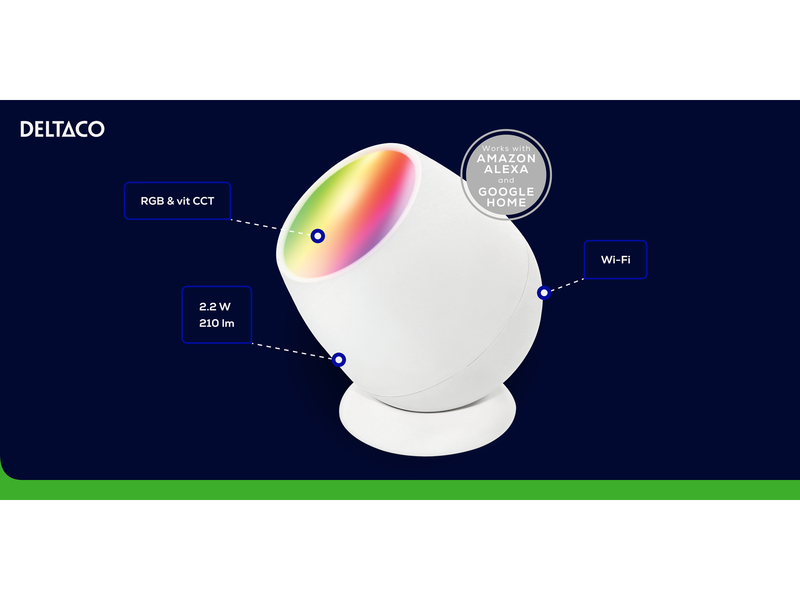 Deltaco Smart-RGB-Wecklicht, USB-C