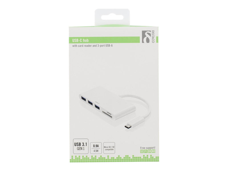 Deltaco USB 3.1 Gen 1 hub USB-C 3USB A SD/micro USB-Hubs - 3 - Weiß