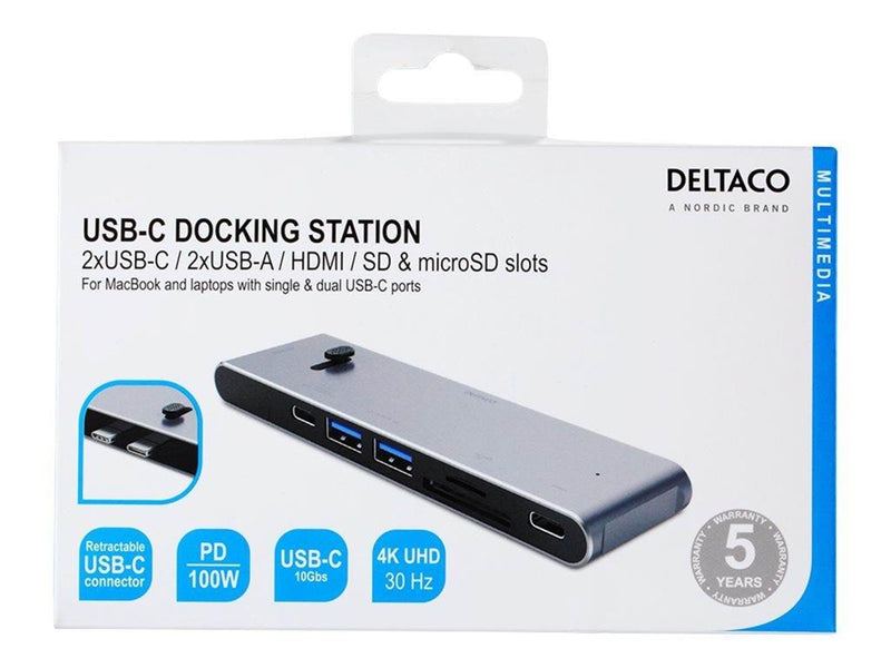 Deltaco USB-C MB docking station HDMI/SD/Reader
