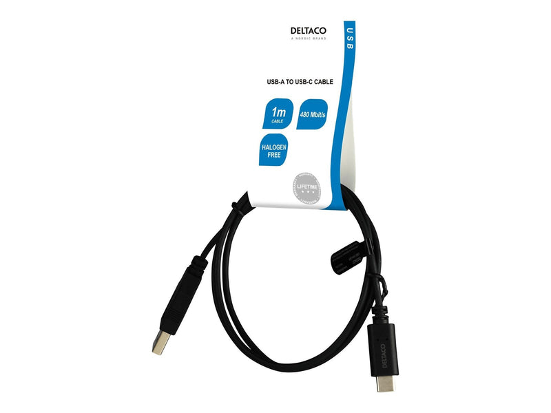 Deltaco - USB-C cable - 24 pin USB-C to USB - 1 m
