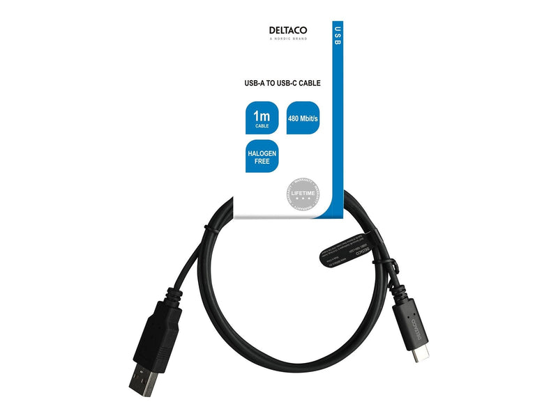 Deltaco - USB-C cable - 24 pin USB-C to USB - 1 m