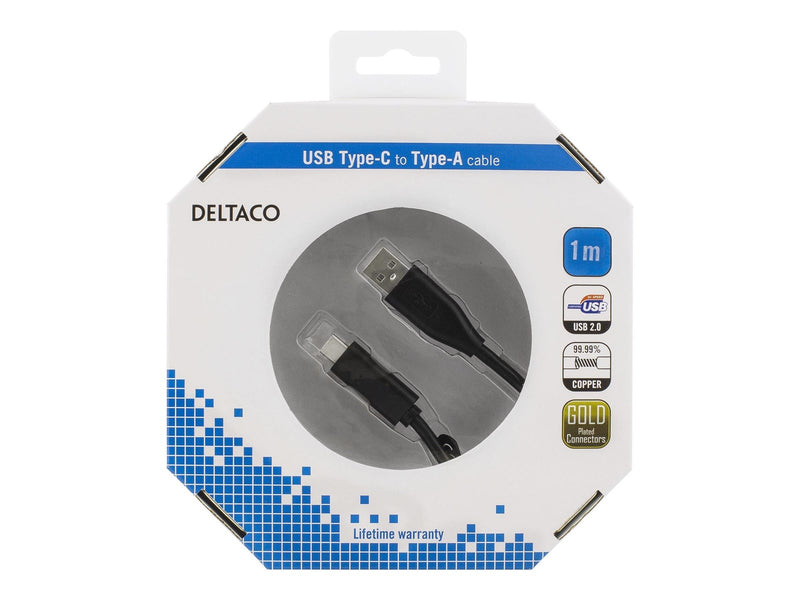 Deltaco - USB-C cable - USB to 24 pin USB-C - 1 m
