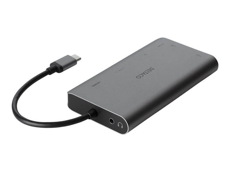 Deltaco USB-C dockningsstation HDMI/VGA/2xUSB-A PD
