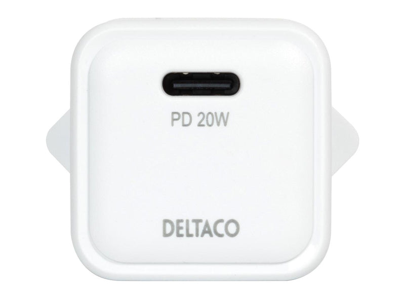 Deltaco USB-C mini wall charger 1x USB-C PD 20 W white