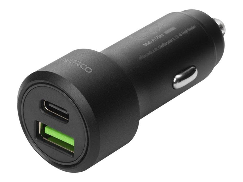 Deltaco USB car charger 1x USB-C PD 18 W 1x USB