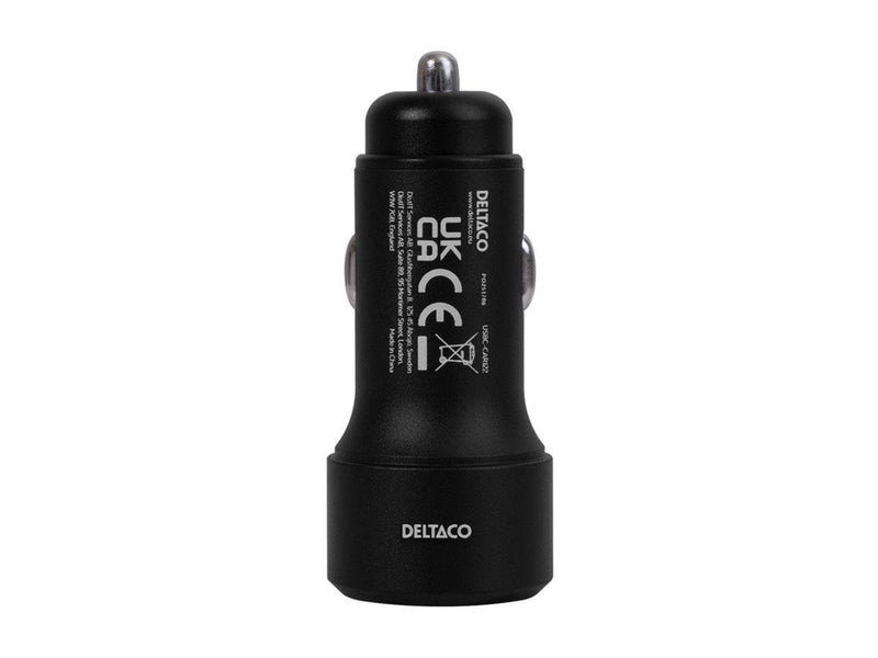 Deltaco USB car charger 1x USB-C PD 18 W 1x USB