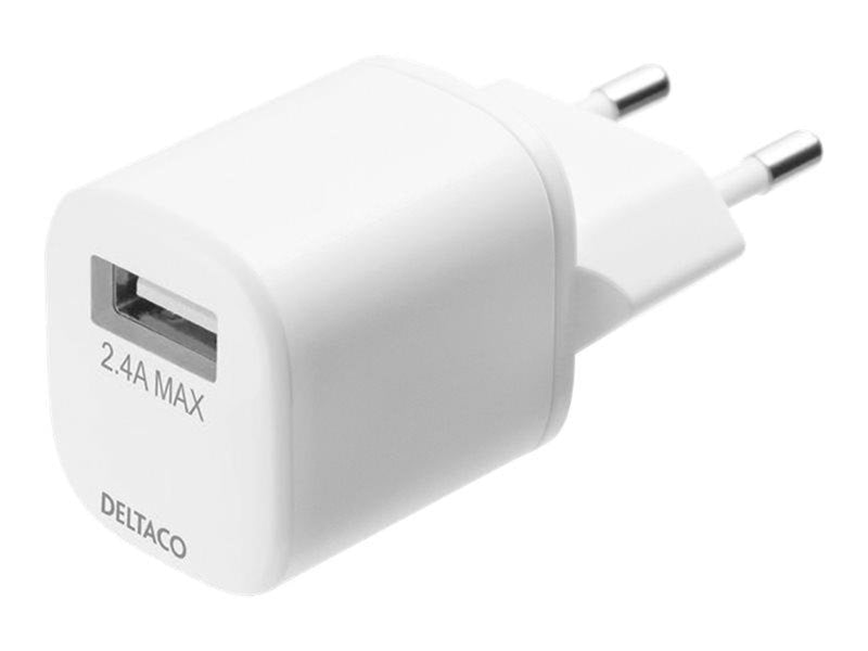 Deltaco USB wall charger USB-A 2.4 A incl. 1 m