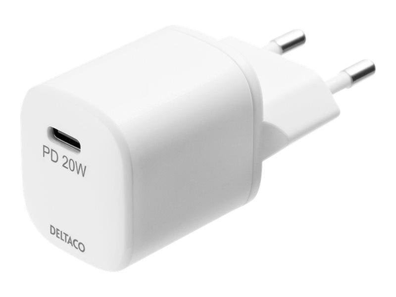 Deltaco USB wall charger USB-C PD 20 W includin