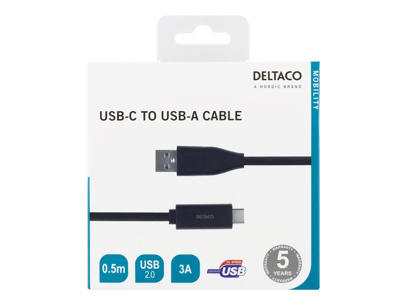Deltaco USBC-1003M - USB-C cable - USB-C to USB - 50 cm
