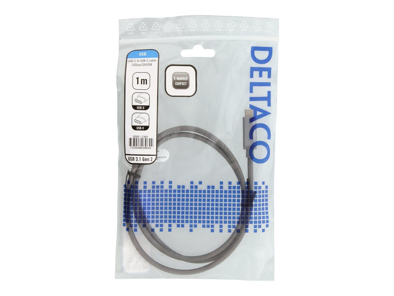 Deltaco USBC-1362 - USB-C cable - 24 pin USB-C to 24 pin USB-C - 1 m