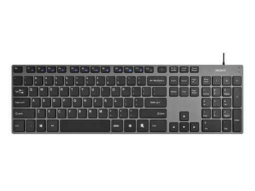 Deltaco Wired slim office keyboard low-profile aluminum - Englisch (US)