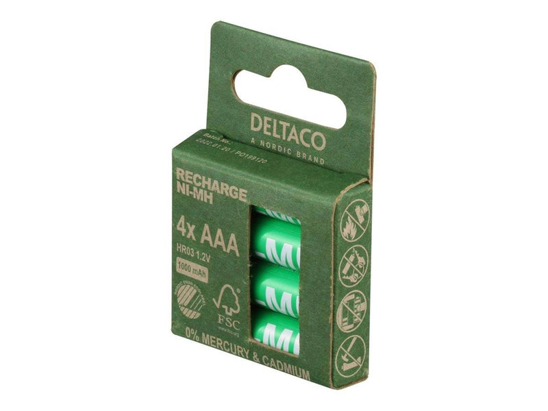 Deltaco battery - Nordic Swan ecolabelled - 4 x AAA / HR03 - NiMH