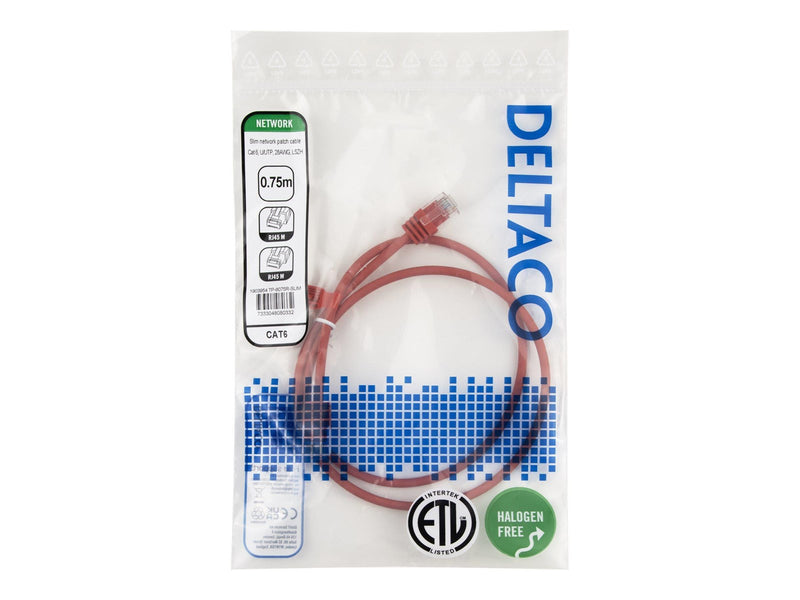 Deltaco patch cable - 0.75 m - red - Rot