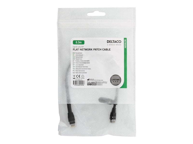Deltaco patch cable - 30 cm - black - Schwarz - 0.3m