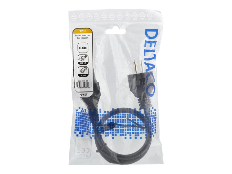 Deltaco - power cable - power CEE 7/7 to IEC 60320 C15 - 50 cm