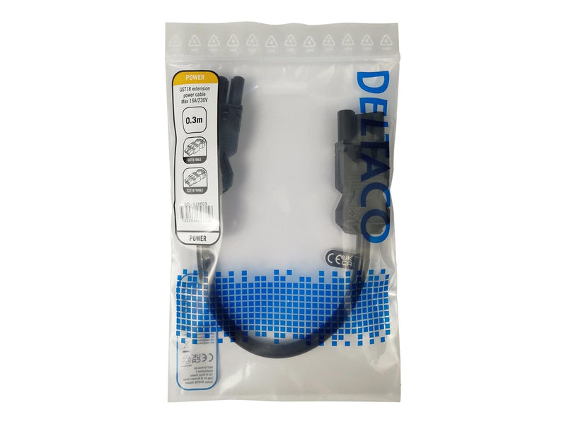 Deltaco - power extension cable - GST18 to GST18 - 30 cm